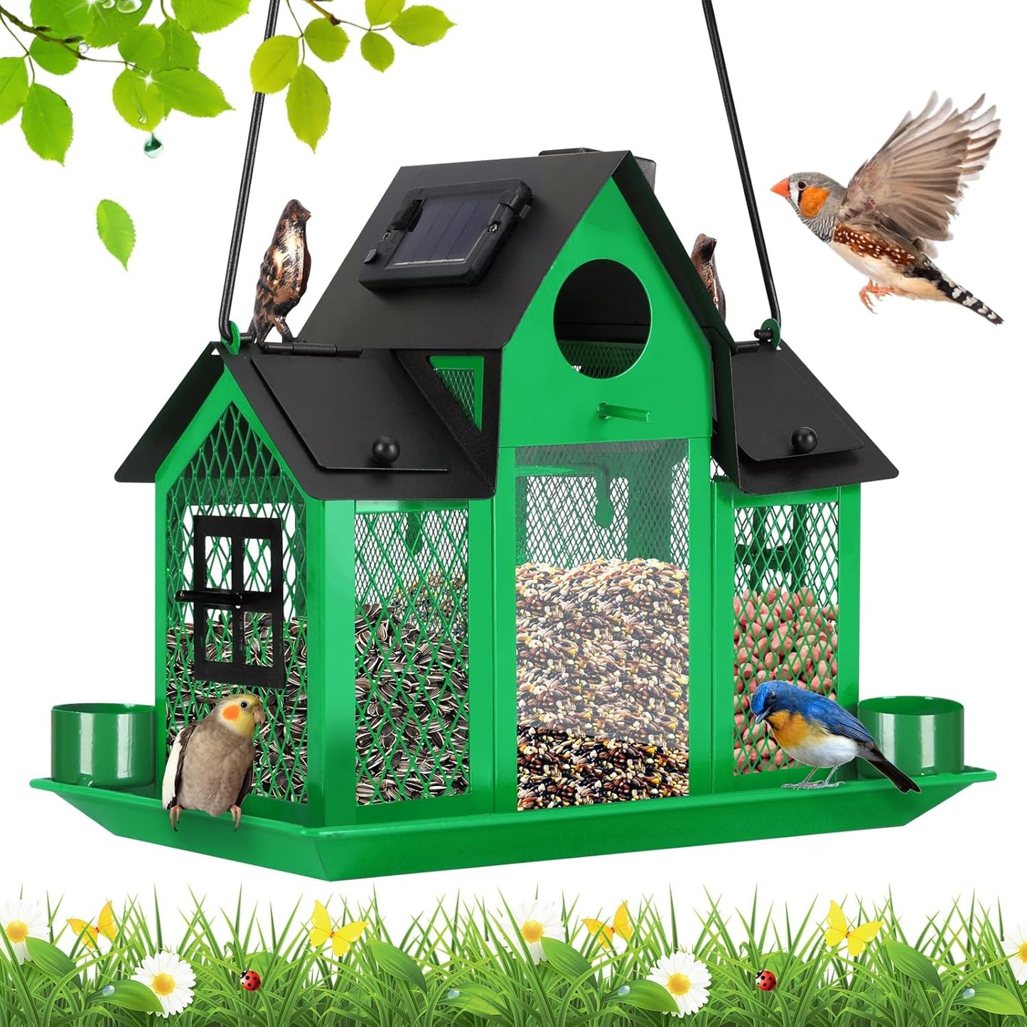 Solar Bird Feeders House for Outside Hanging - Unique Design