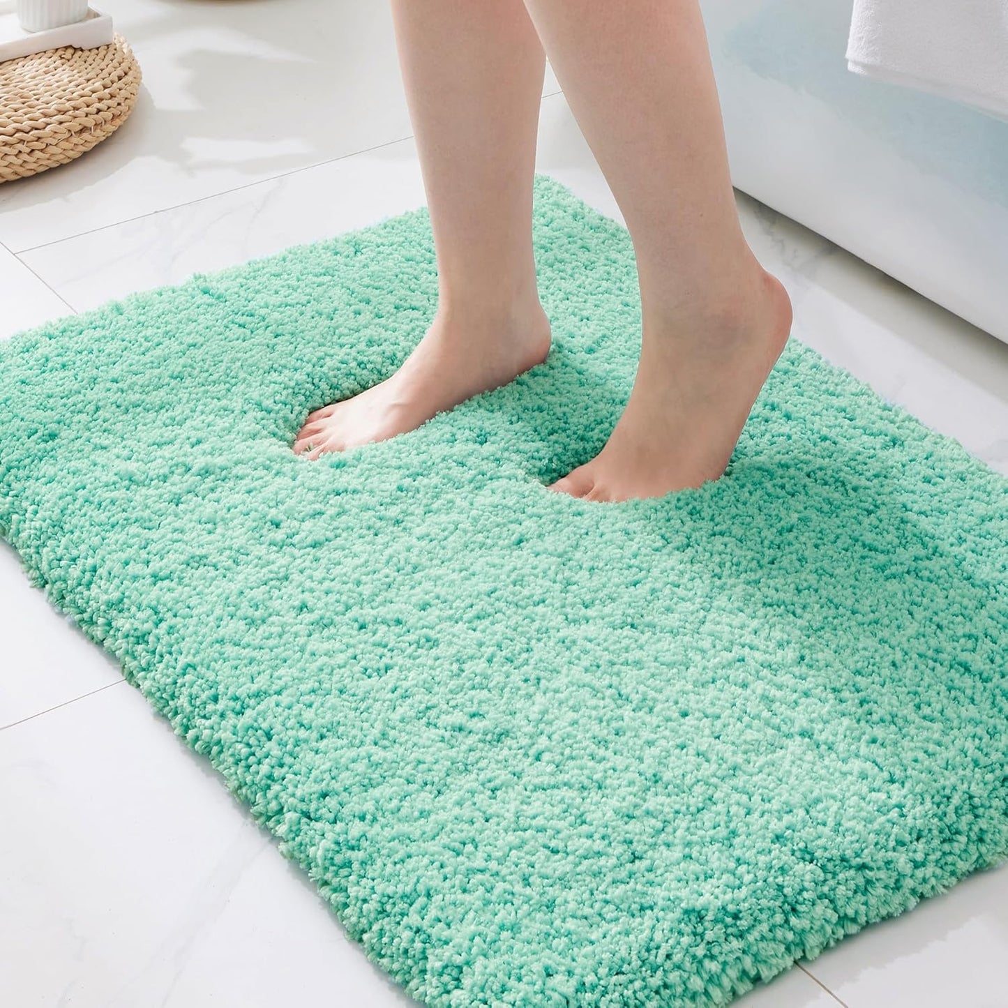 ILANGO Spa Blue Bathroom Rugs Non Slip Super Absorbent Soft