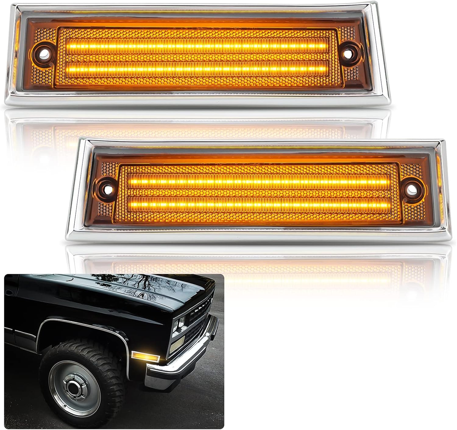 Bestview LED Side Marker Lights for 1981-1991 Chevy C10 C20 C30