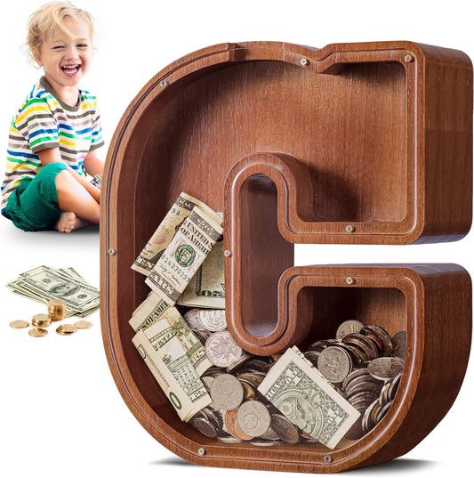 Large Wooden Piggy Bank for Kids and Adults - Personalized Savings