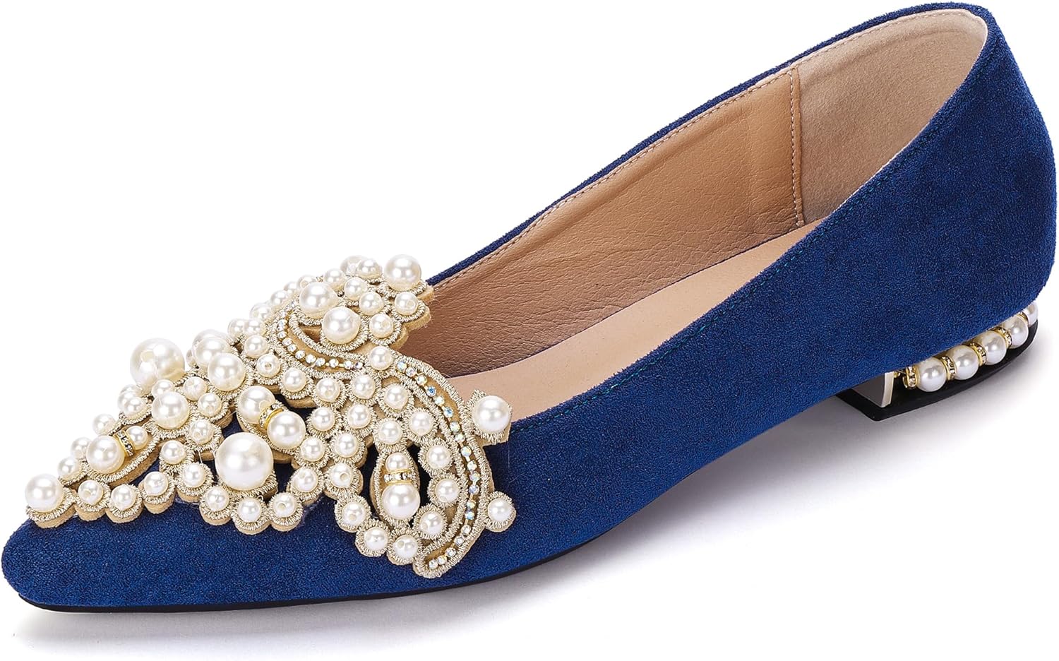 Bling Rhinestone Pointed Flat Shoes for Women - Comfort Slip On