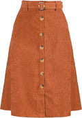 Allegra K Womens High Waist Button Front A-Line Belted (Style 9RRK)