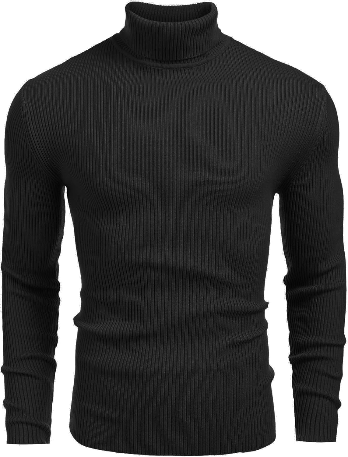 COOFANDY Mens Ribbed Slim Fit Knitted Pullover Turtleneck Sweater