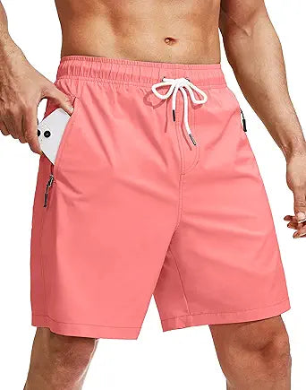 Viodia Men's Swim Trunks with Compression Liner for Comfort