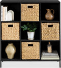9-Cube Bookshelf Black 3-Tier Wood Storage Bookcase - Space Saver