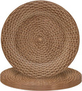 Faux Rattan Charger Plates Set of 6, 13 in Brown - Elegant Table Base