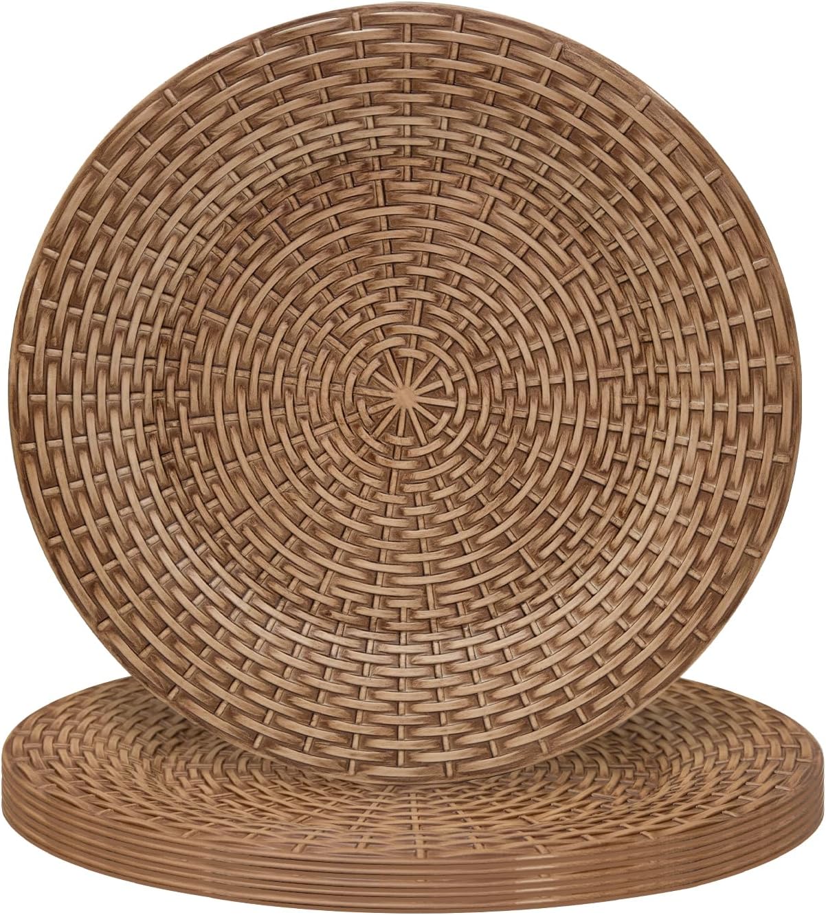 Faux Rattan Charger Plates Set of 6 for Elegant Table Settings