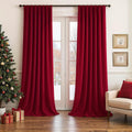 Topfinel Christmas Red Velvet Blackout Curtains for Winter Decor