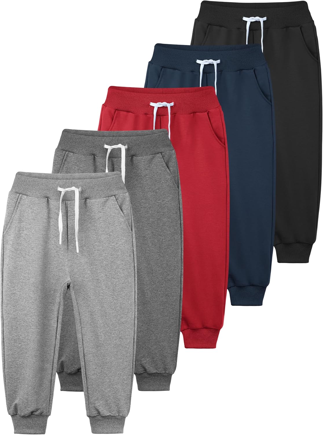 Resinta Toddler Boys Sweatpants Athletic Pull-On Pants 5 Pack