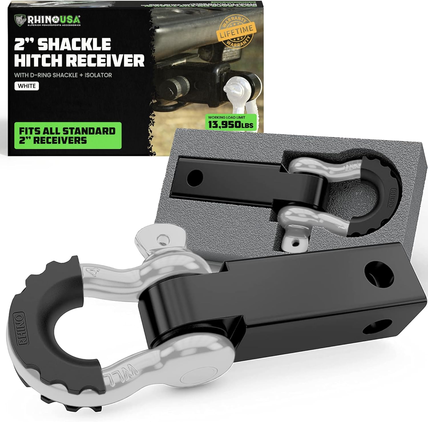 Rhino USA Shackle Hitch Receiver for Safe Towing and Recovery