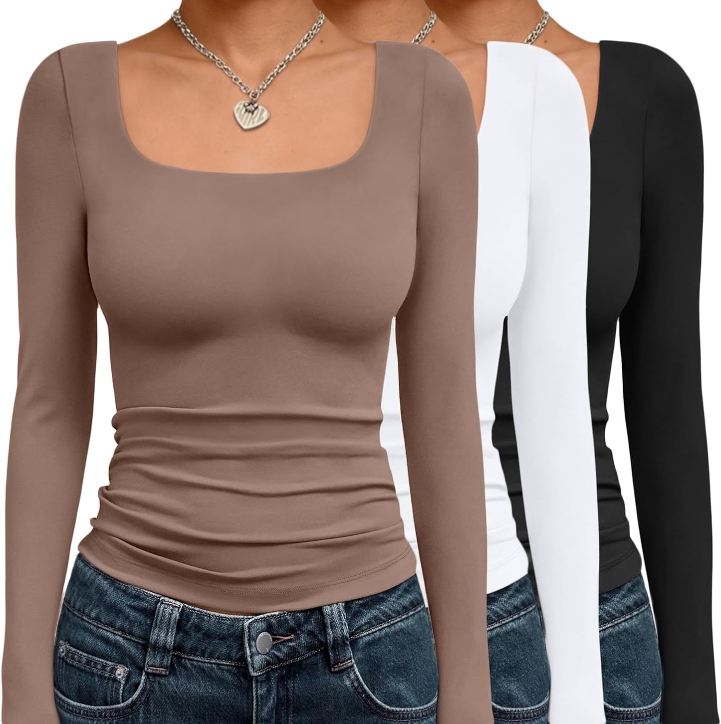 AUTOMET 3 Pack Womens Long Sleeve Shirts for Y2K Fashion