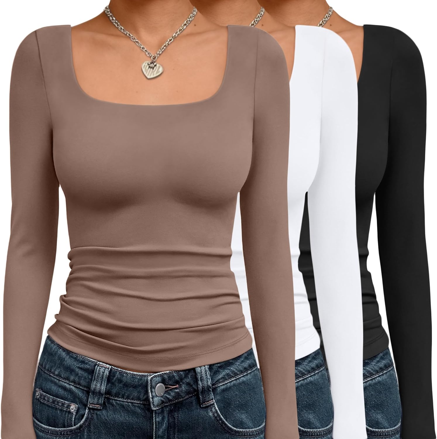 AUTOMET 3 Pack Womens Long Sleeve Shirts for Y2K Fashion