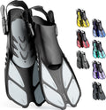 CAPAS Snorkel Fins Short Adjustable Open Heel - Compact Travel Fins