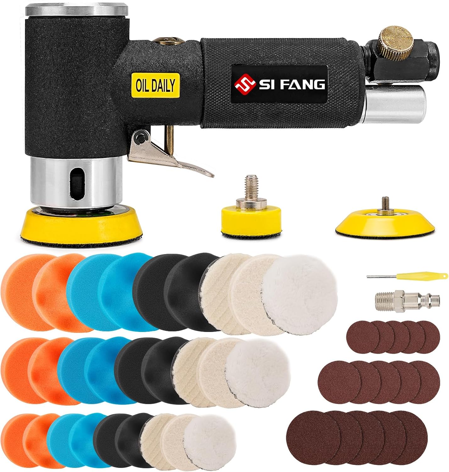 SI FANG Mini Random Orbital Air Sander Kit for Auto Body Work