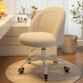 Vanity Chair with Back, Cute Desk Chair with Wheels - Cozy Teddy Seat