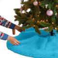 Faux Fur Tree Skirt Turquoise 60 in - Fluffy Holiday Finish