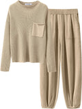 Women's Two Piece Knit Sweater Set Tracksuit - Cozy Fall Lounge