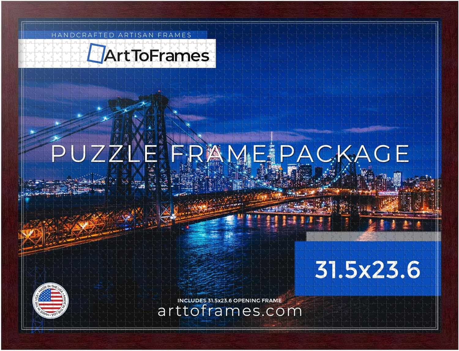 ArtToFrames 31.5x23.6 INCH Brown Frame for 1500 Piece Puzzles