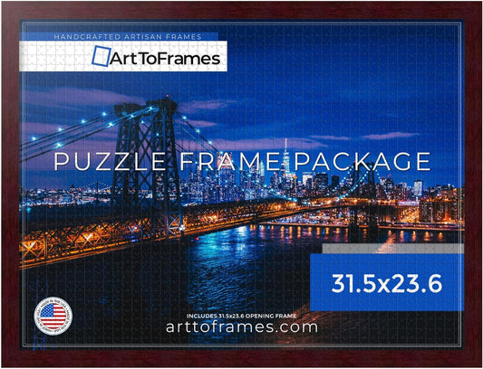 ArtToFrames 31.5x23.6 INCH Brown Frame for 1500 Piece Puzzles