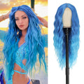 Cosplay Long Blue Wig 28 in Middle Part Synthetic Wig - Natural Look