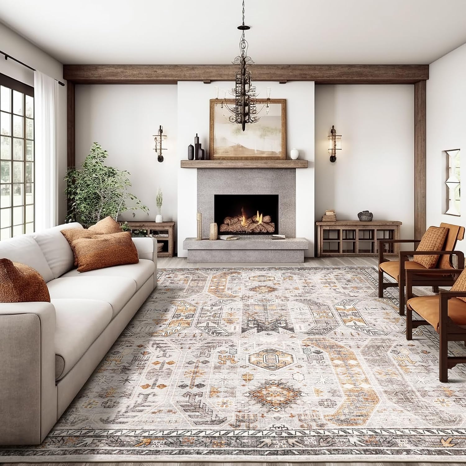 10x14 Area Rugs for Living Room, Vintage Washable Design