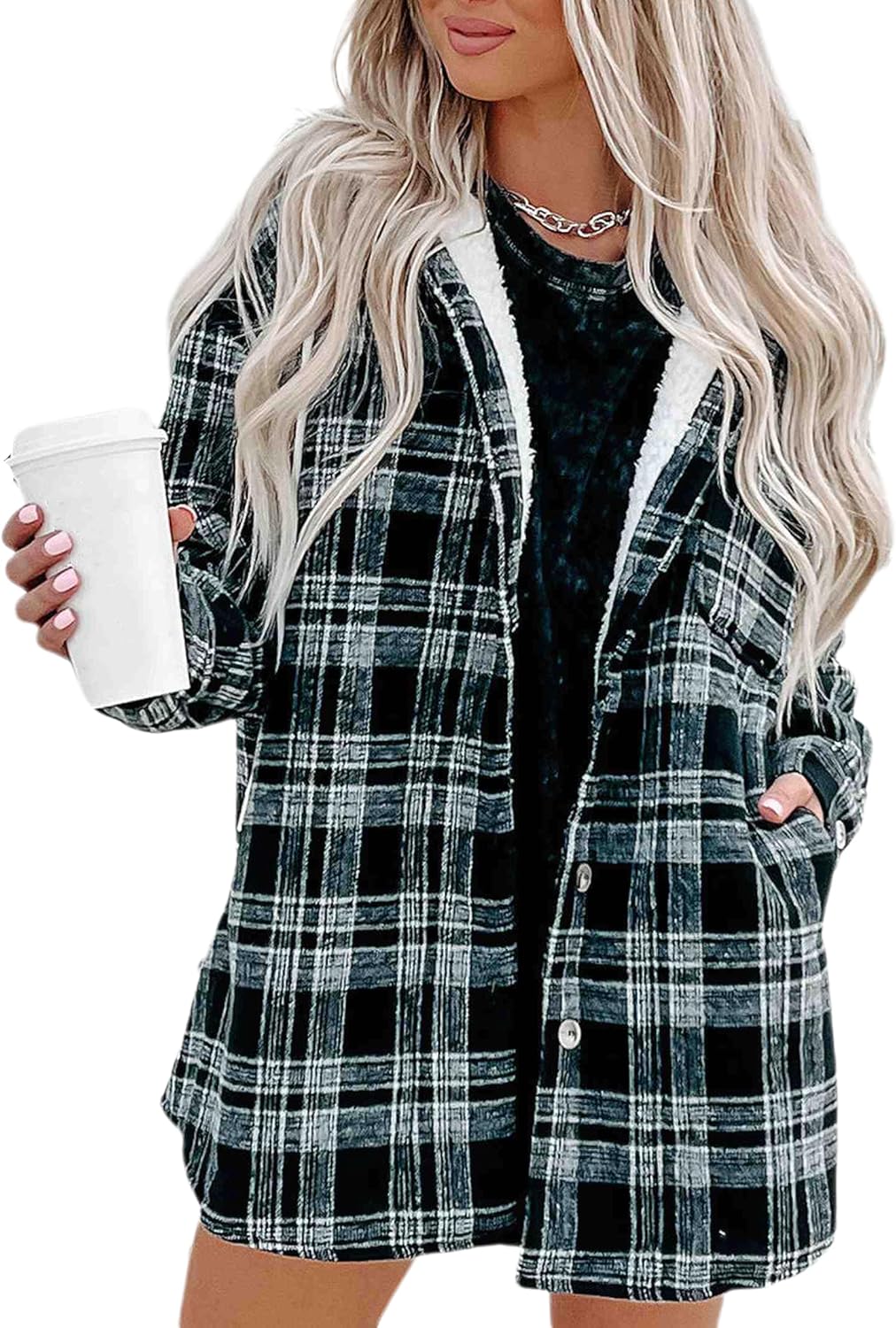 Merryfun Womens Plaid Shacket Jacket for Cozy Winter Style