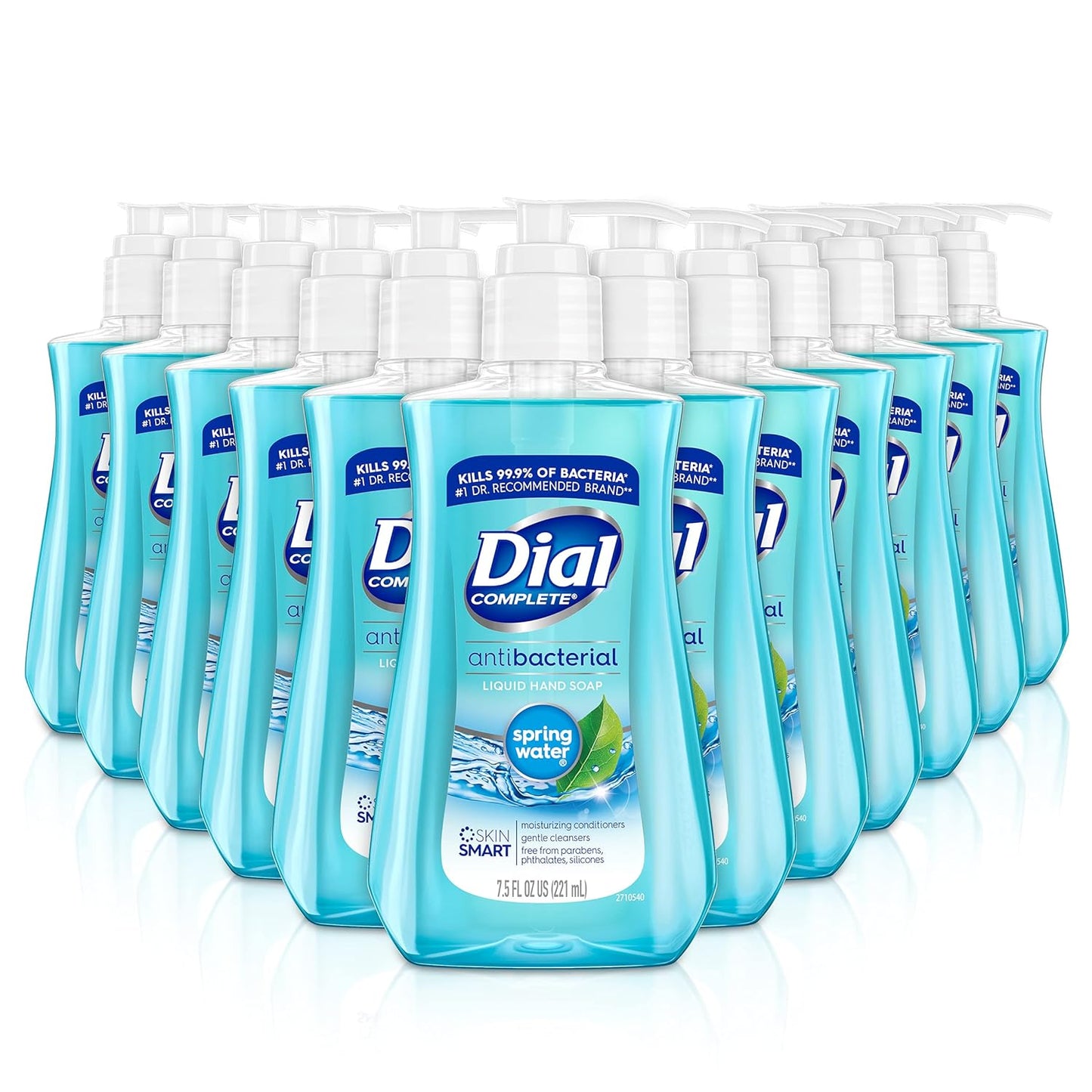 Dial Antibacterial Liquid Hand Soap Spring Water 7.5oz, 12 Count