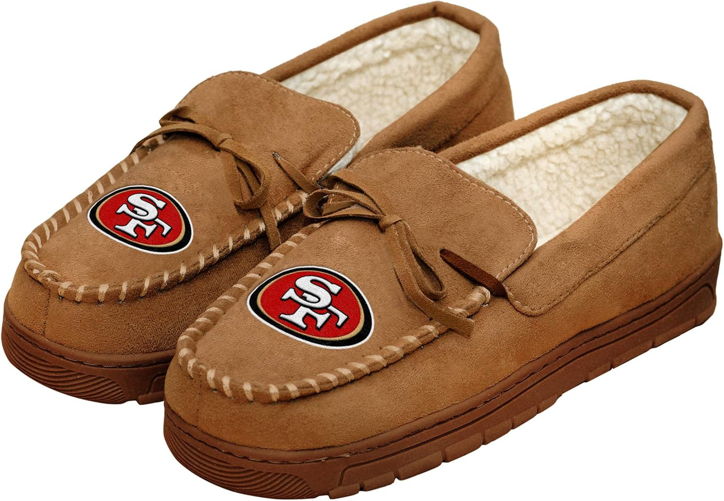 FOCO Men's NFL Football Team Logo Moccasin Slippers for Comfort