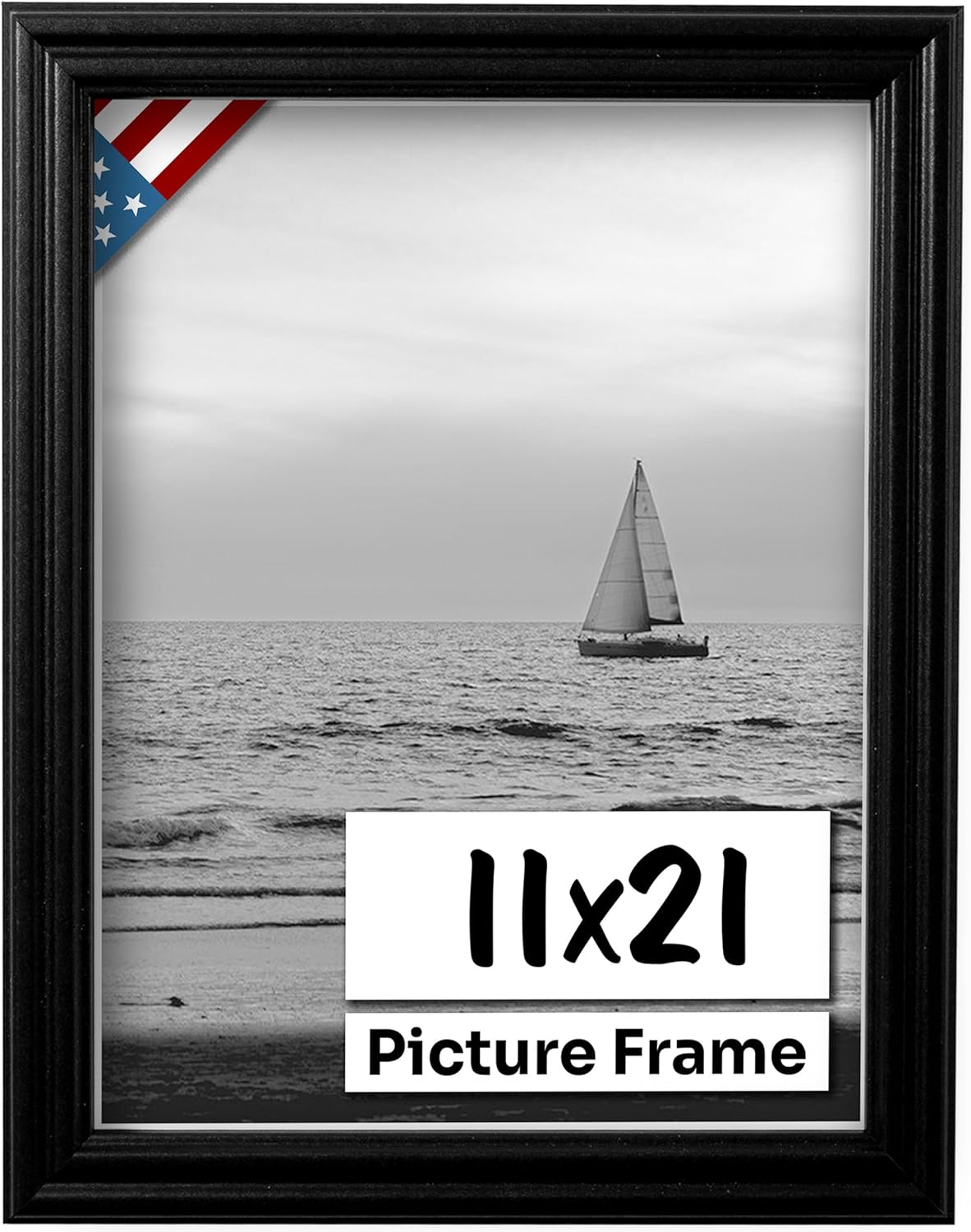 Black 11x21 Picture Frame - Handmade Solid Wood Wall Decor