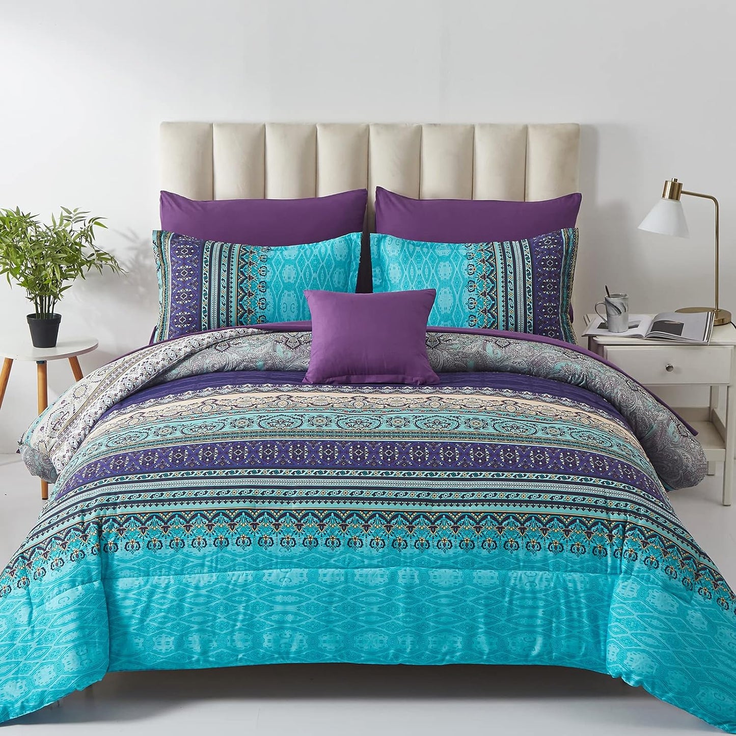 Cottolester Boho Comforter Set Queen Size 8 Piece Bed in a Bag