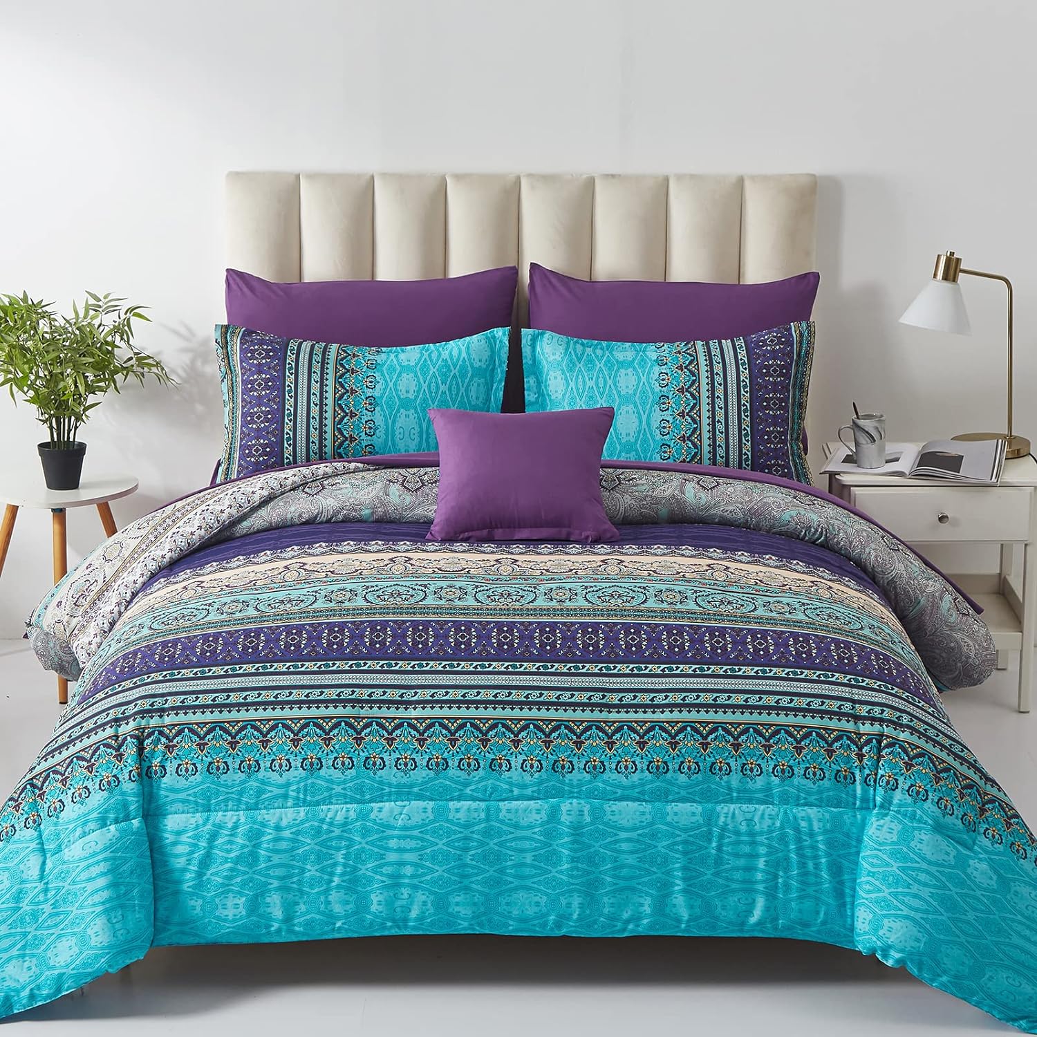 Cottolester Boho Comforter Set Queen Size 8 Piece Bed in a Bag