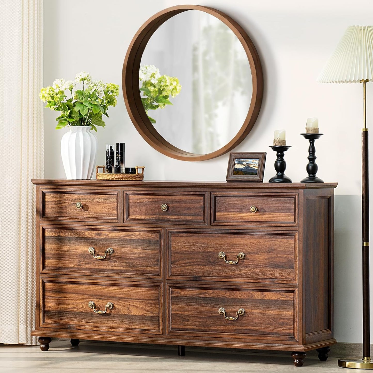 Farmhouse 54in 7 Drawers Dresser for Bedroom and Living Room