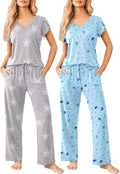 Ekouaer 2 Pack Womens Pajamas Short Sleeve Lounge Sets (Style B5HG)