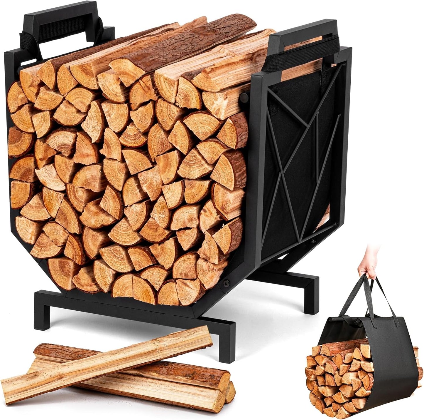 Firewood Rack Outdoor Indoor - Heavy-Duty Wood Storage Organizer