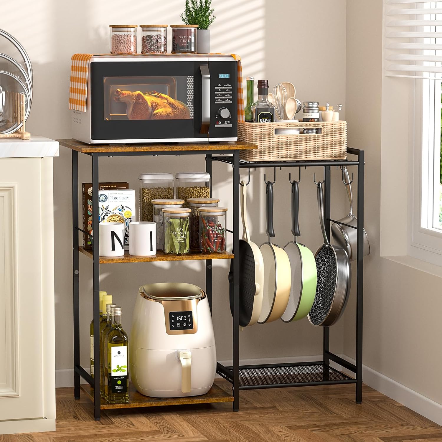 5-Tier Kitchen Storage Stand, Rustic Brown