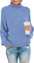 ZESICA Women's Turtleneck Batwing Sleeve Chunky Sweater