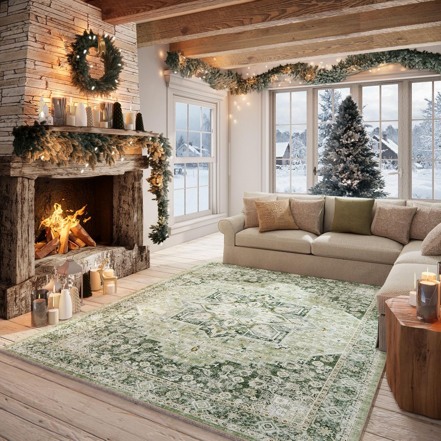 57 Machine Washable Area Rug for Living Room and Bedroom