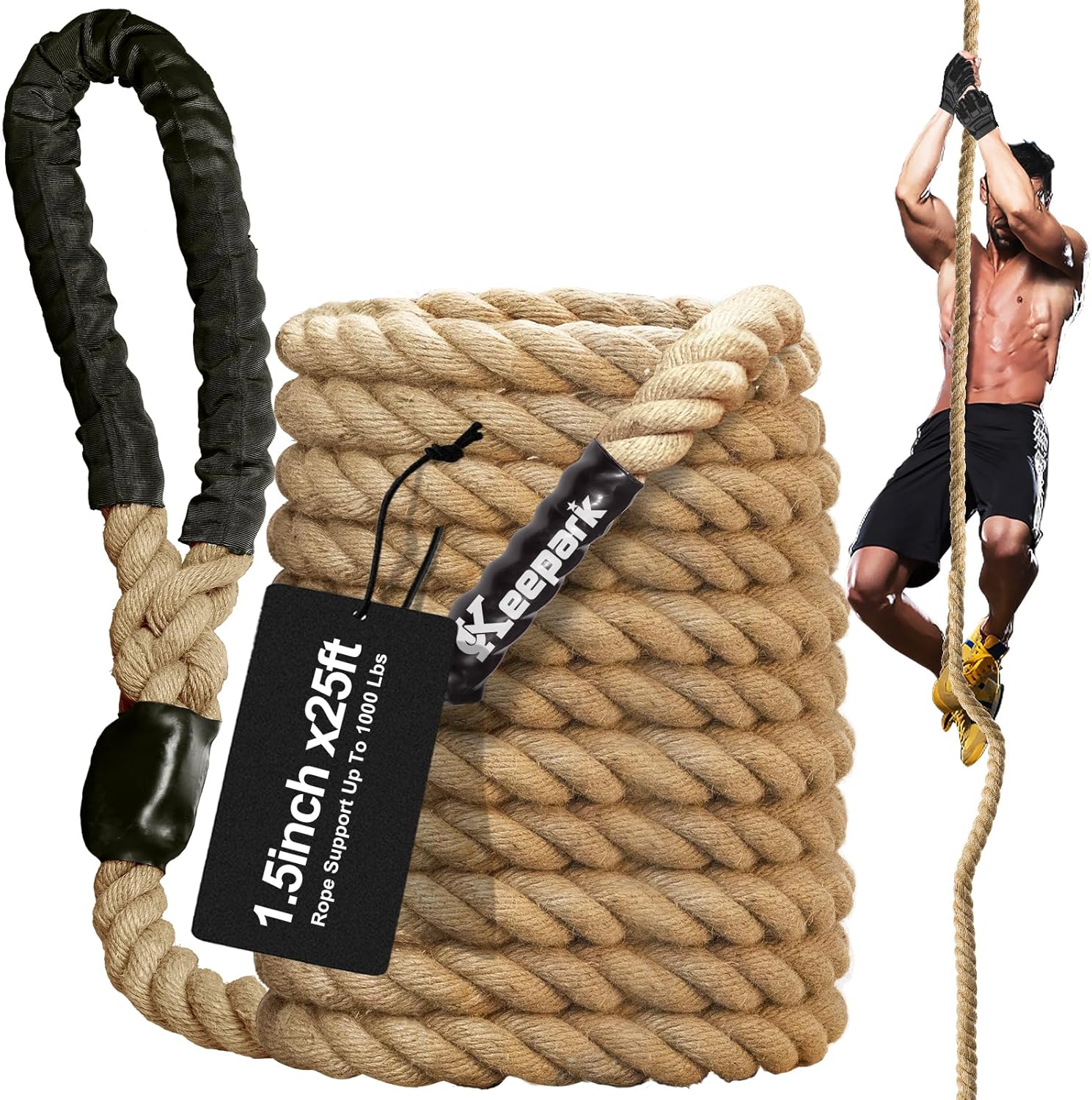 Climbing Rope 1.5 Inch Diameter for Fitness & Strength Training