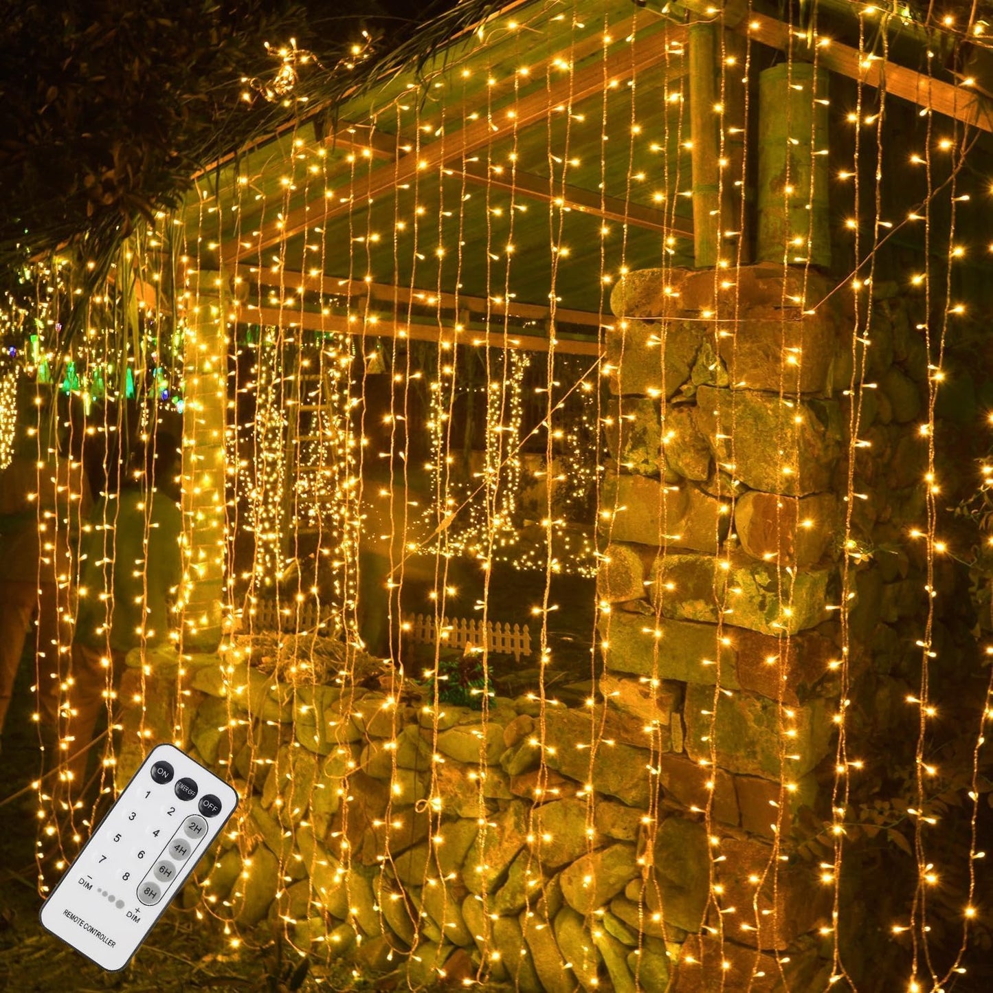 WATERGLIDE 300 LED Curtain Lights, 8 Modes, Remote Control