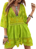Eomenie Women's Contrast Lace Bathing Suit Cover Up for Beach