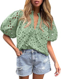 PRETTYGARDEN Women's Summer Tops V Neck Lace Blouse - Versatile Style