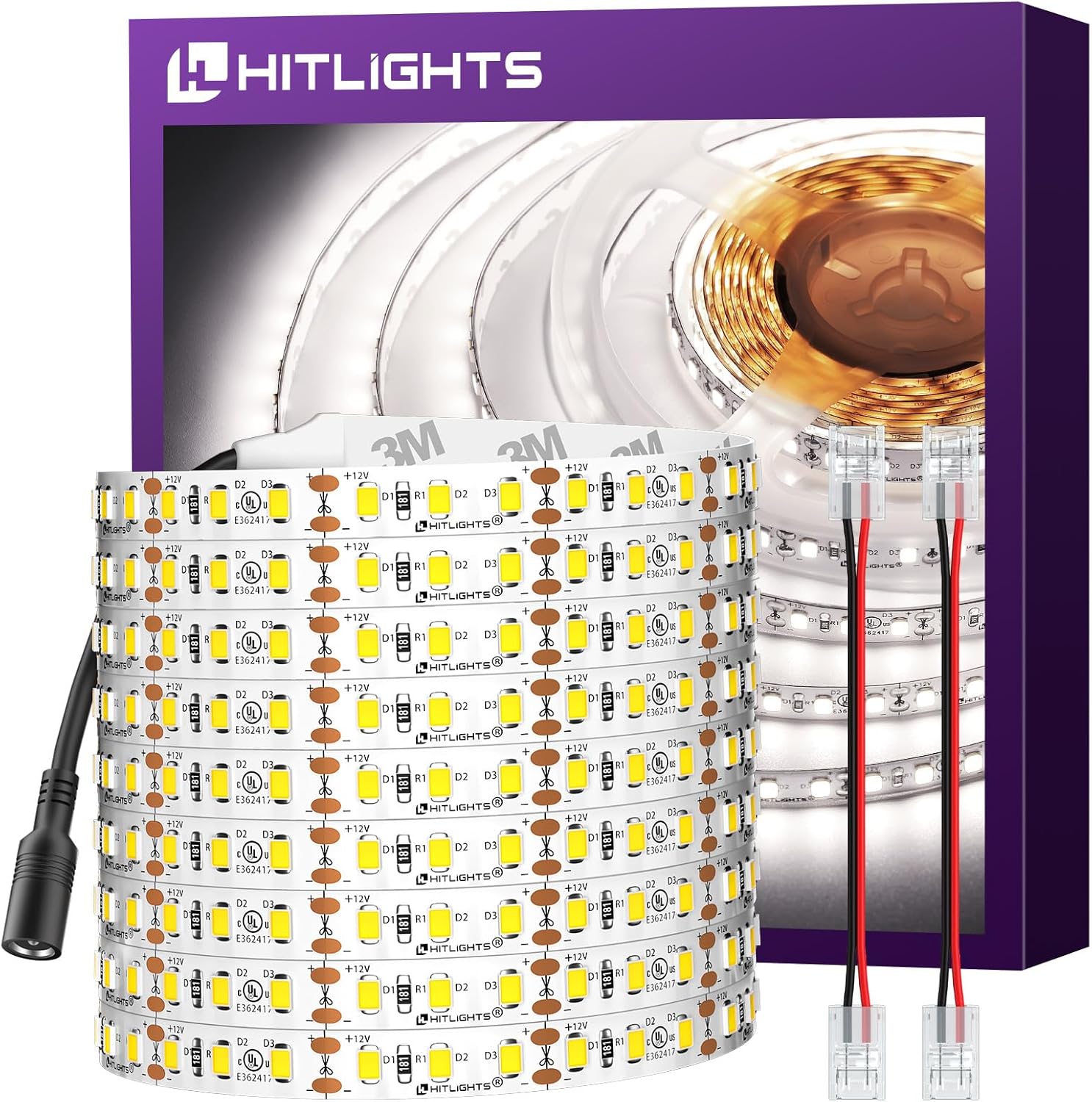 HitLights Cool White LED Strip Lights for Dimmable Lighting