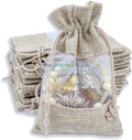 Large Linen Burlap and Organza Gift Bags 48-Pack (6.5x8.5 in)