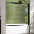 GETPRO Tub Shower Door Sliding 57-60 in. W x 58 in. H Matte Black