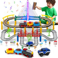 Electric Train Set for Kids Ages 4-8 - 2in1 Train and Car Track