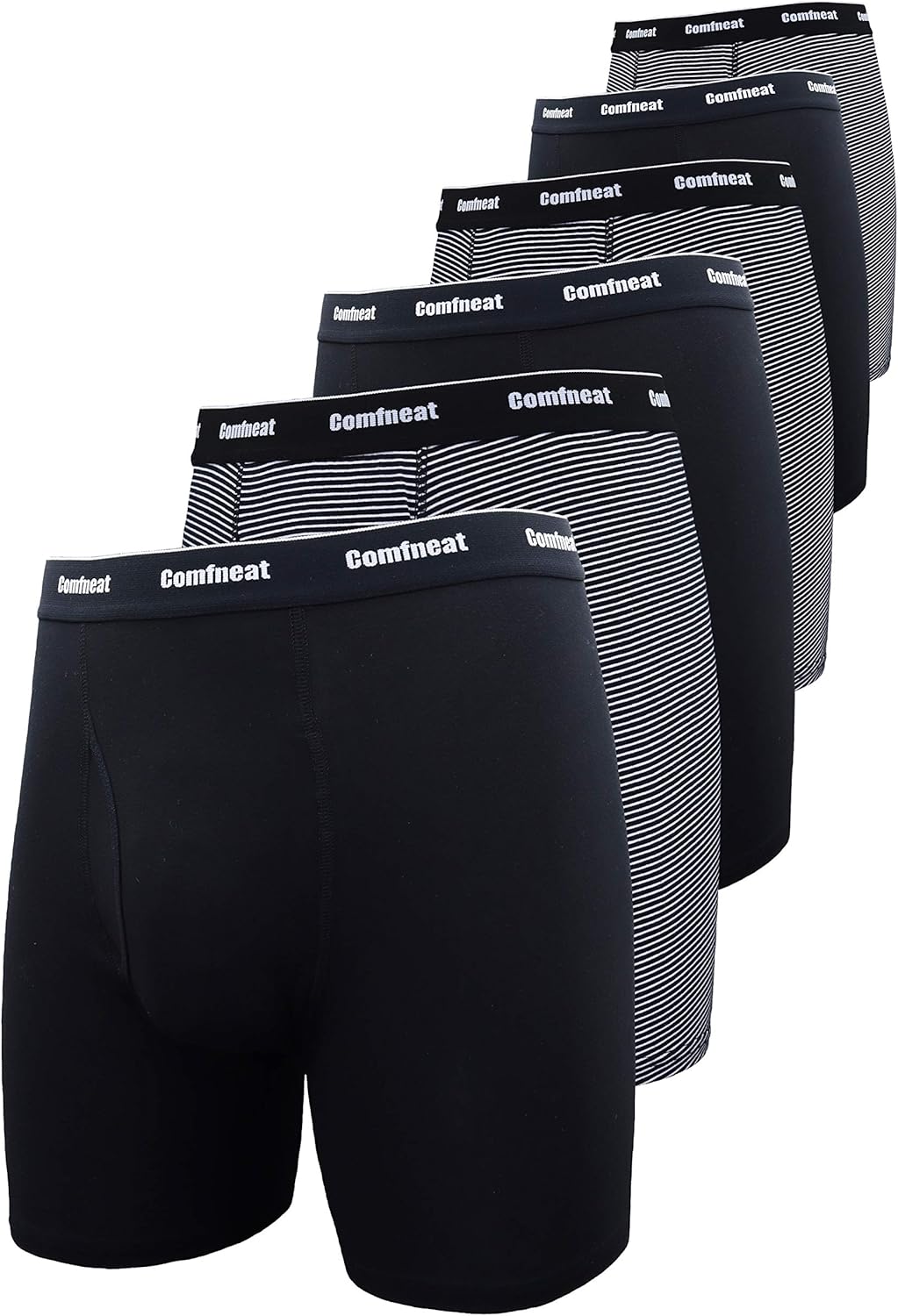 Comfneat Men's 6-Pack Boxer Briefs Soft Breathable Underwear