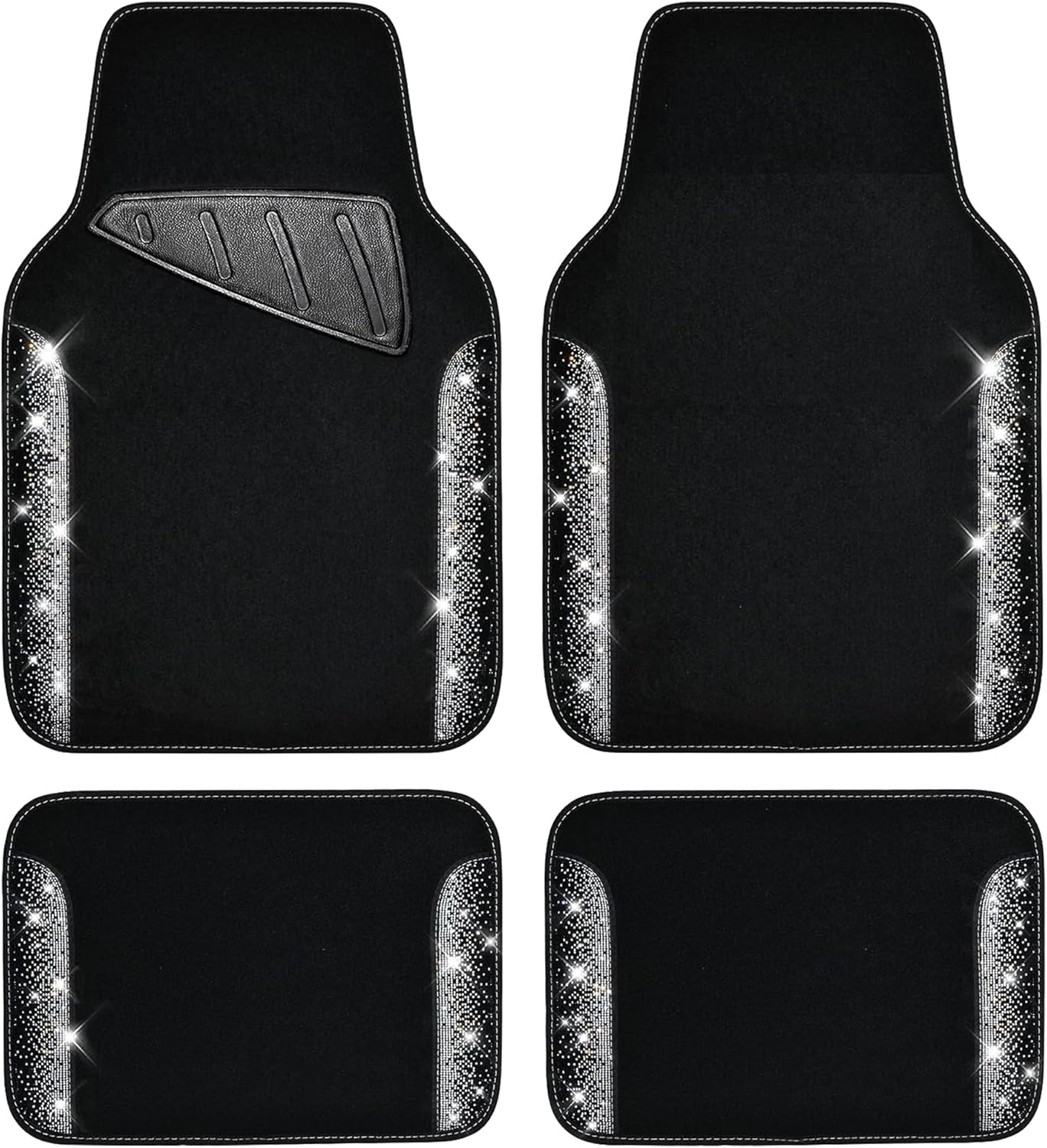 Bling Car Mats with Rhinestones for Women - Sparkly Floor Mats