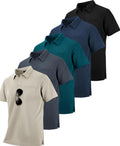 5 Pack Polo Shirts for Men with Pocket - Quick Dry Everyday Wear