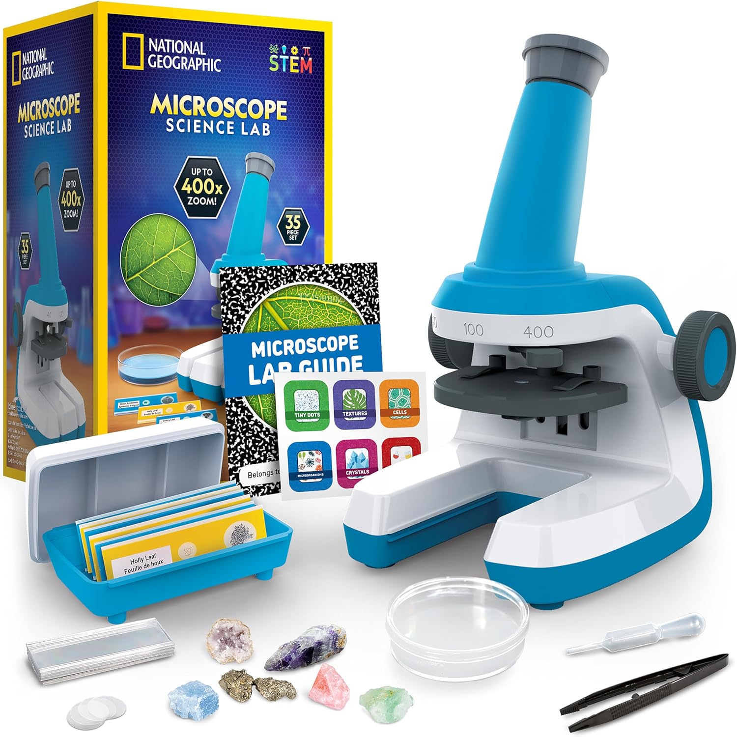 National Geographic Kids Microscope - 400x Zoom, STEM Science Kit