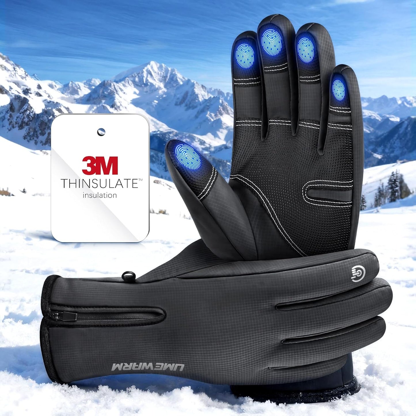 Winter Gloves for Men Women - 3M Thinsulate Waterproof Ski Gloves